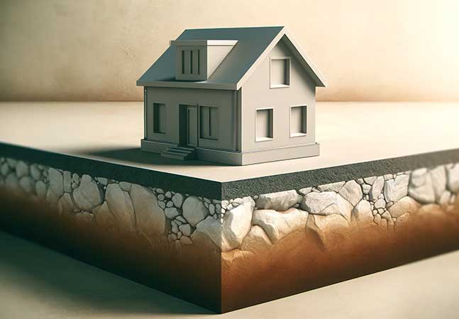 Cross-section of the foundation under a house